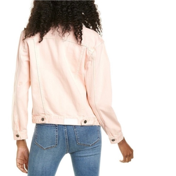Neon Blonde NWT Women’s Size XS Pink Denim Jacket Pastel “Dreamer” Distressed - Picture 11 of 12